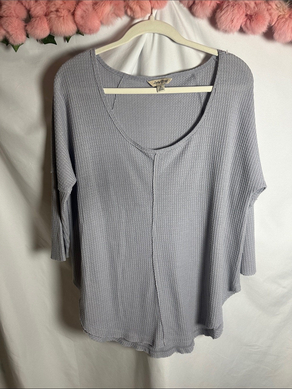 Lucky Brand Light gray Waffle Knit Scoop Neck Tunic